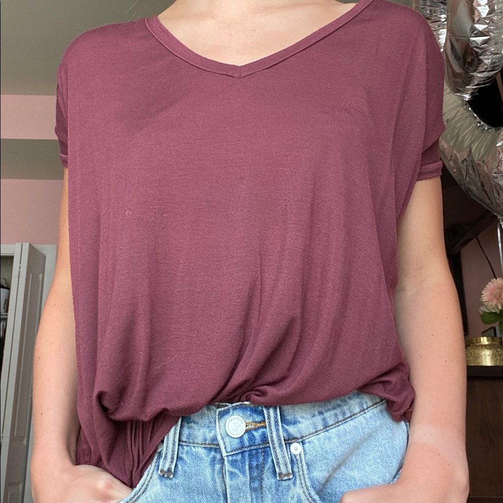 Brandy Melville Maroon Long Drop Tee ☯️